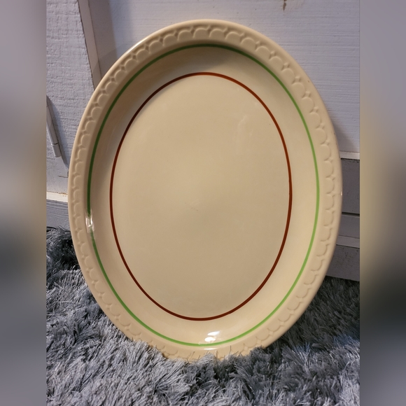 VTG Syracuse China 13x11 Oval Serving Platter, Econo-Rim USA - Picture 1 of 4